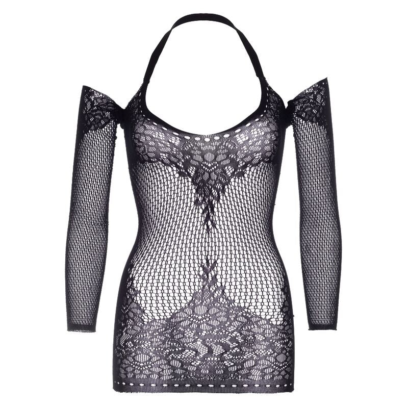 LEG AVENUE - MINI-ROBE EN DENTELLE À COL NU TORSADÉ, TAILLE UNIQUE