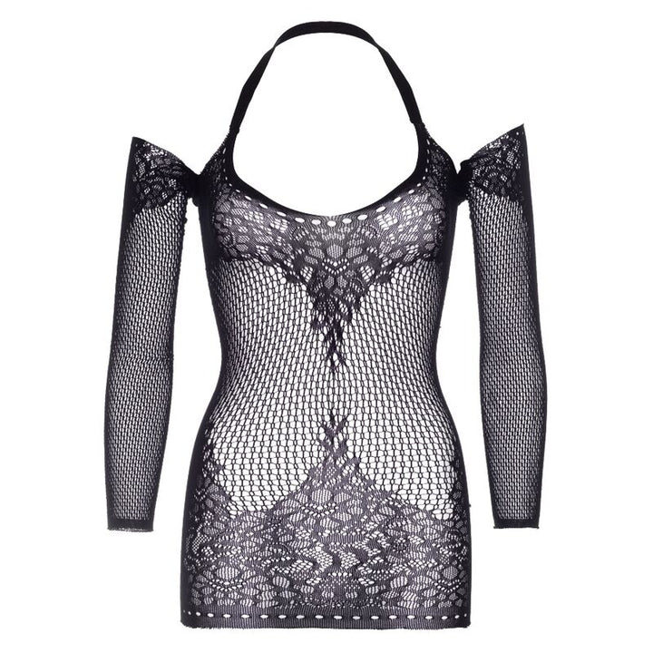 LEG AVENUE - MINI-ROBE EN DENTELLE À COL NU TORSADÉ, TAILLE UNIQUE