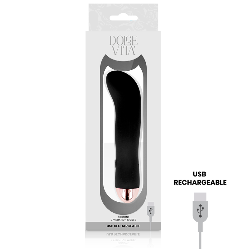 DOLCE VITA - VIBRATEUR RECHARGEABLE DEUX NOIRS 7 VITESSES