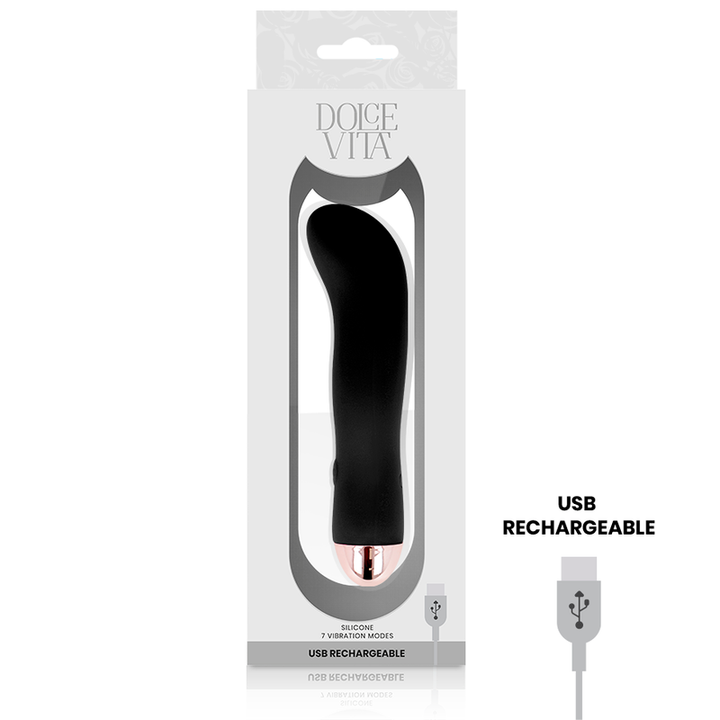 DOLCE VITA - VIBRATEUR RECHARGEABLE DEUX NOIRS 7 VITESSES