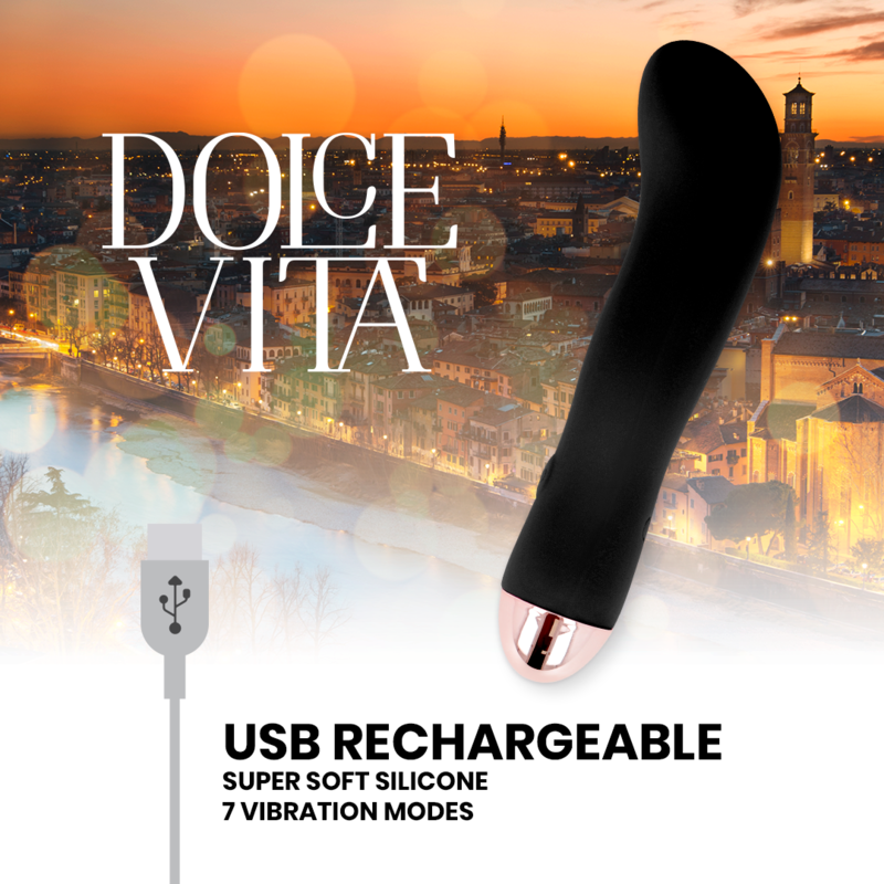 DOLCE VITA - VIBRATEUR RECHARGEABLE DEUX NOIRS 7 VITESSES