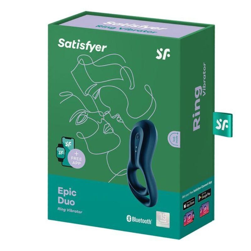 SATISFYER - APPLICATION VIBRATEUR EPIC DUO RING BLEU