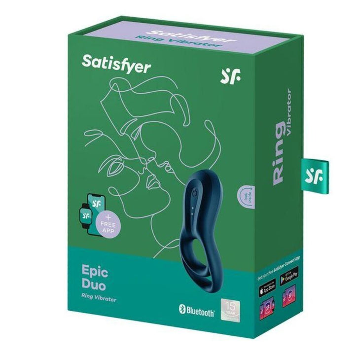 SATISFYER - APPLICATION VIBRATEUR EPIC DUO RING BLEU