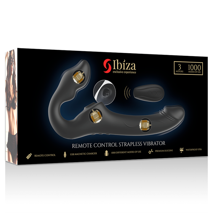 IBIZA - REMOTE CONTROL STRAPLESS VIBRATOR 3 MOTORS 1000 COMBINATIONS.