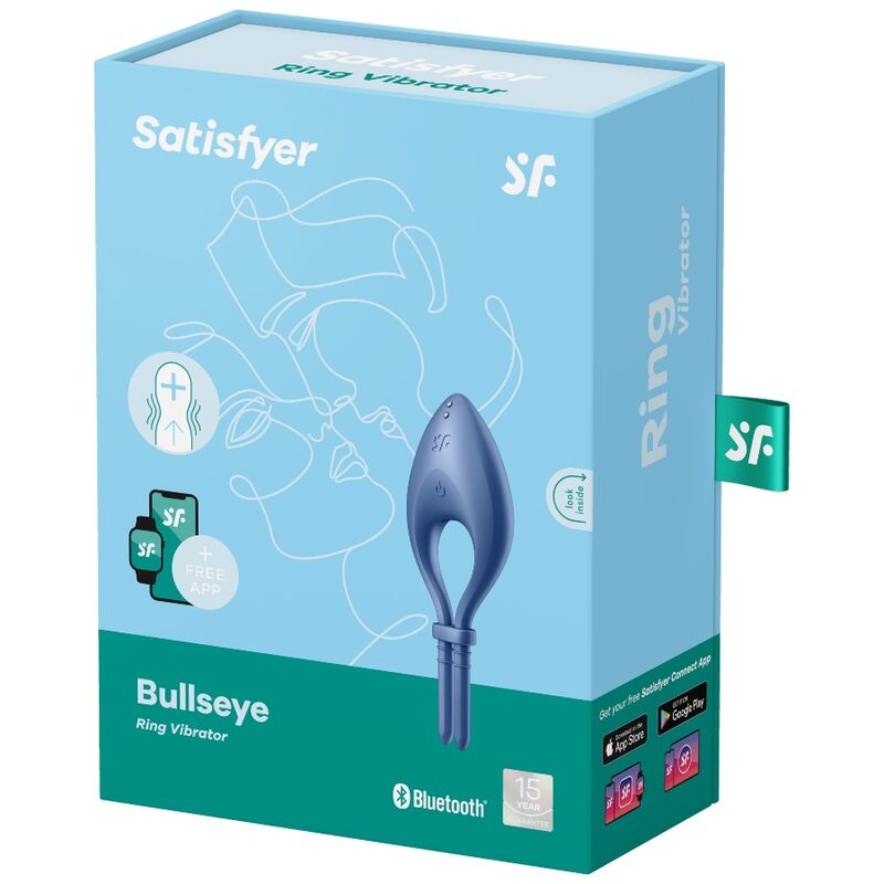SATISFYER - BULLSEYE RING VIBRATEUR APPLICATION BLEU