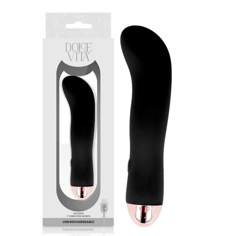 DOLCE VITA - VIBRATEUR RECHARGEABLE DEUX NOIRS 7 VITESSES