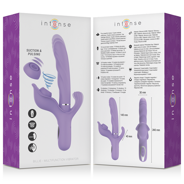INTENSE - BILLIE RECHARGEABLE MULTIFUNCTION VIBRATOR STIMULATING WAVES WITH PURPLE PUSH BUTTON