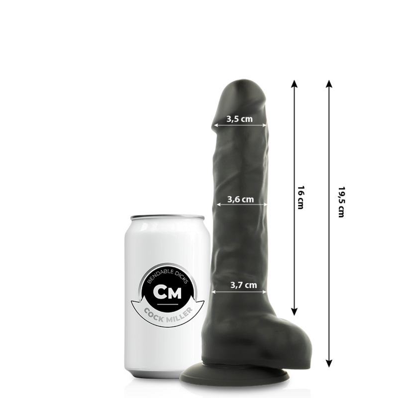 COCK MILLER - DILDO REALISTIC SILICONE DENSITY ARTICULABLE BLACK 19.5 CM