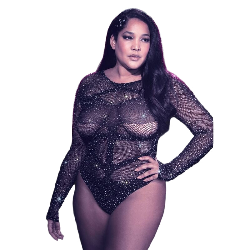 CALEXOTICS - RADIANCE LONG SLEEVE BODYSUIT RHINE PLUS SIZE