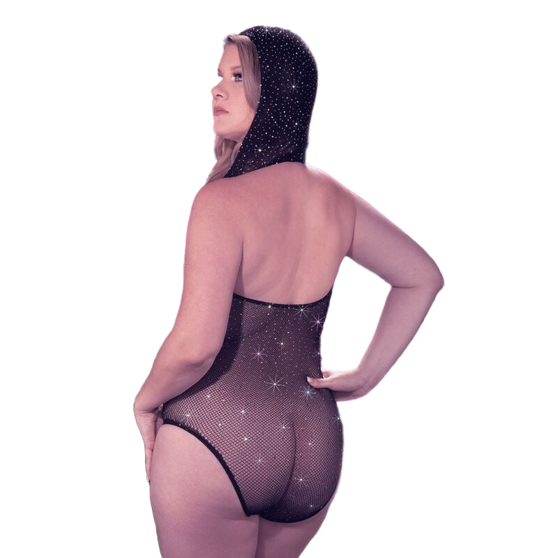 CALEXOTICS - RADIANCE HOODED DEEP V BODYSUIT PLUS SIZE