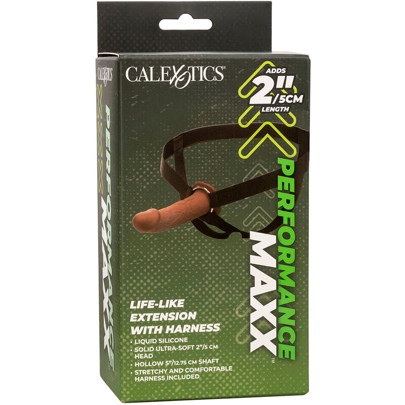 CALEXOTICS - EXTENSION RÉALISTE PERFORMANCE MAXX AVEC HARNAIS PEAU MARRON
