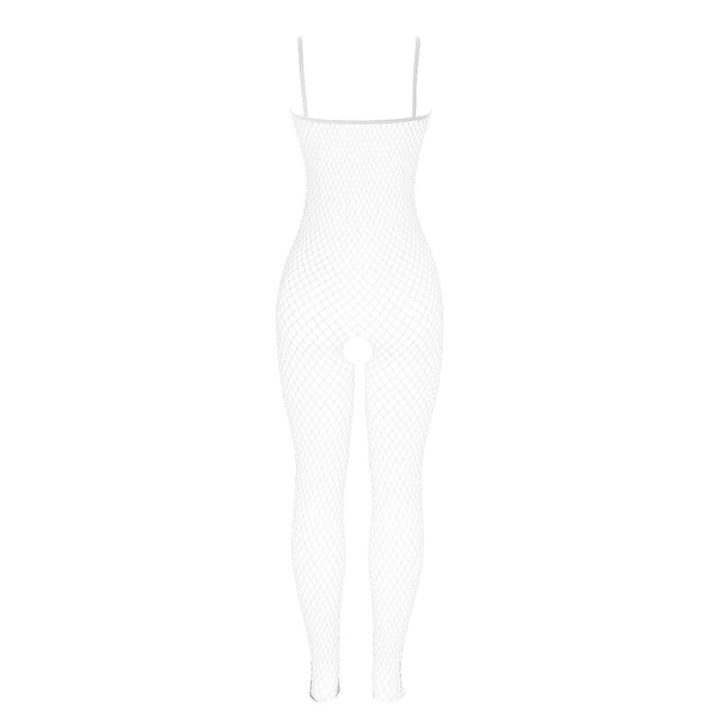 SUBBLIME - 951740 BODYSTOCKING WHITE FISHNET CROTCHLESS WITH BOWS ONE SIZE