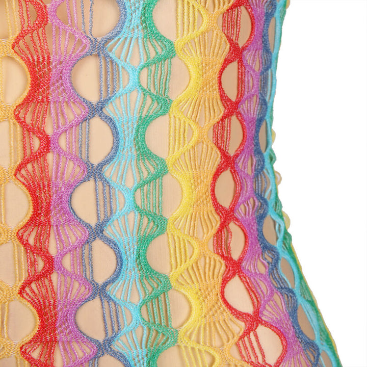 SUBBLIME - 952365 RAINBOW BARE SHOULDER FISHNET DRESS ONE SIZE