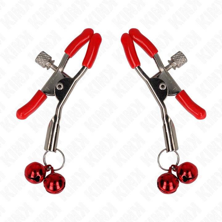 KINK - RED DOUBLE BELL NIPPLE CLAMP RED 6 CM