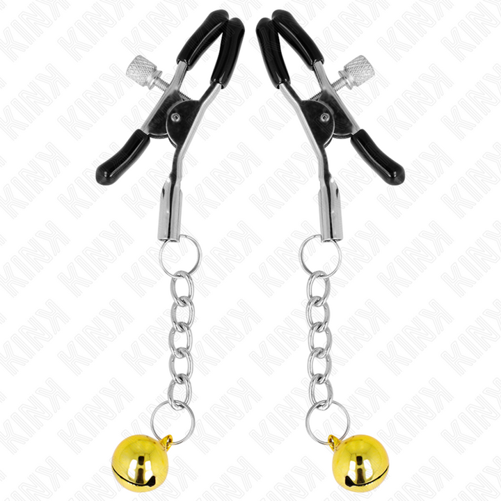 KINK - GOLD JINGLE BELL PENDANT NIPPLE CLAMPS 6 CM