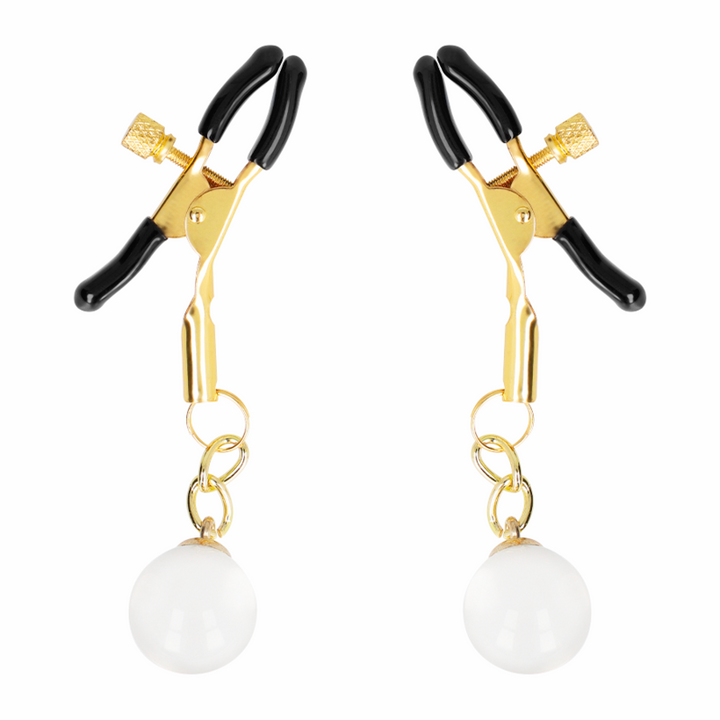 KINK - GLASS BEAD NIPPLE CLAMPS GOLD 6 CM