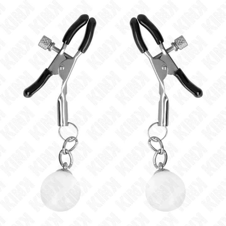 KINK - GLASS BEAD NIPPLE CLAMPS SILVER 6 CM