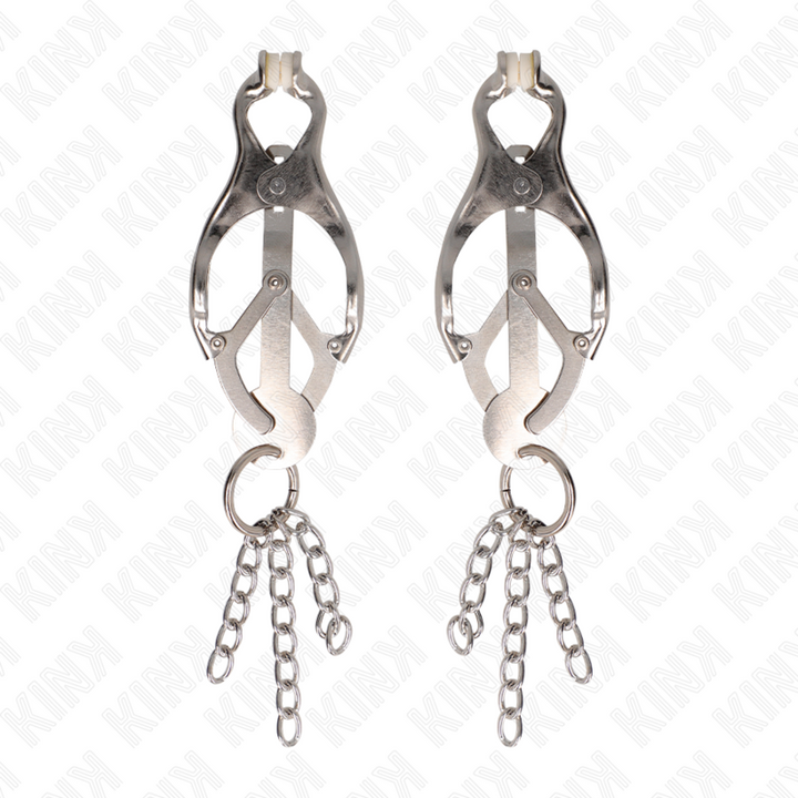 KINK - JAPANESE CLOVER NIPPLE CLAMPS WITH LITTLE CHAINS SILVER
