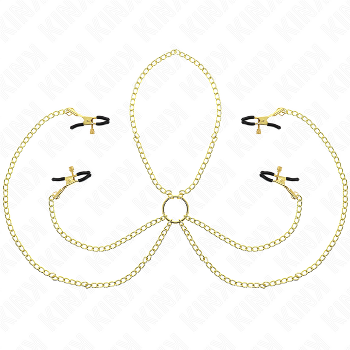 KINK - 4 NIPPLE AND CLIT CLAMPS ADJUSTABLE GOLD