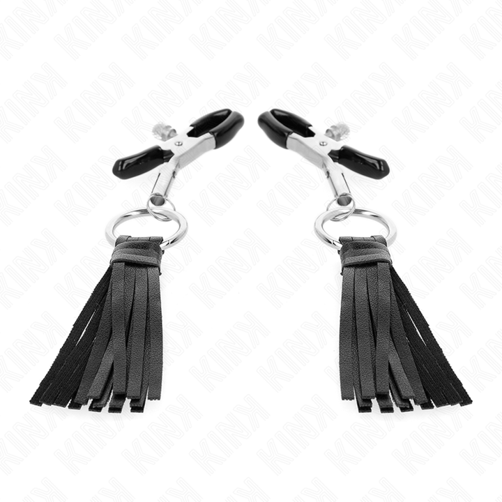 KINK - LEATHERETTE TASSEL NIPPLE CLAMPS 6 CM