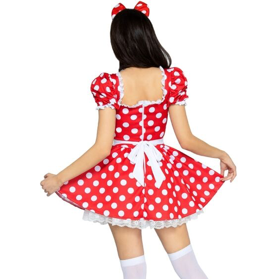 LEG AVENUE - POLKA DOT DRESS + HEADBAND RED/WHITE S