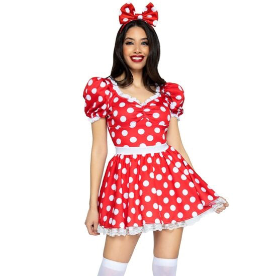 LEG AVENUE - POLKA DOT DRESS + HEADBAND RED/WHITE M