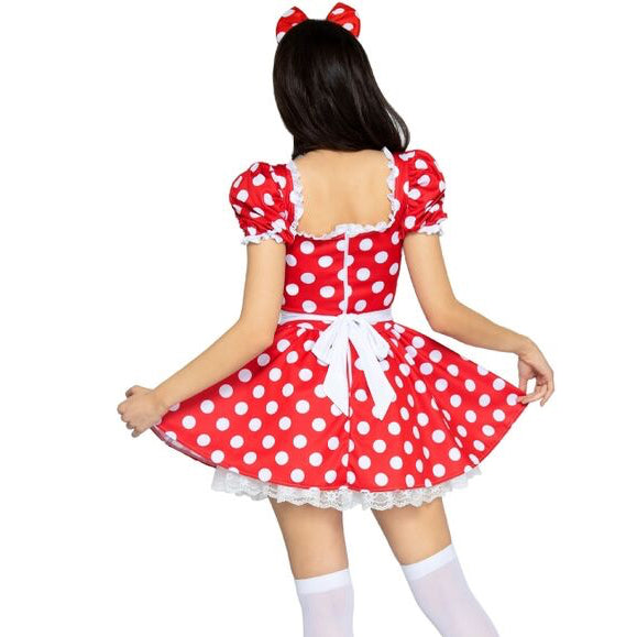 LEG AVENUE - POLKA DOT DRESS + HEADBAND RED/WHITE M