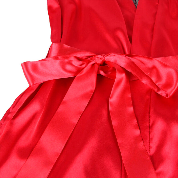 SUBBLIME - 954024 LACE SHEER BACK CAMISOLE + THONG RED/BLACK L/XL