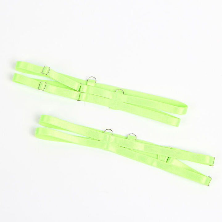 SUBBLIME - 955311 SET OF BRA WITH LACE AND GARTER LINES GREEN AND BLUE S/M