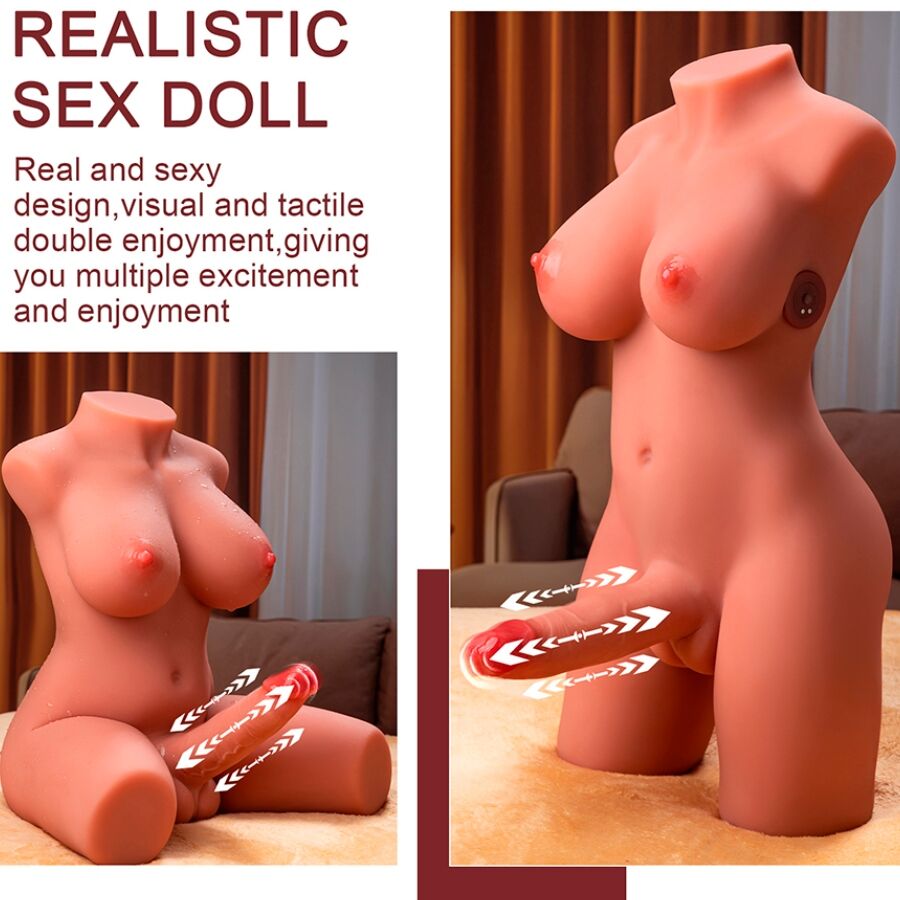 XISE - MIAH LADY BOY FEMALE TORSO WITH DILDO WITH VIBRATION AND THRUSTING 55 CM
