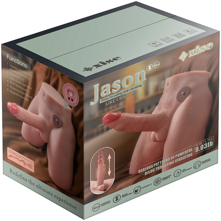 XISE - MASTURBATEUR GODE RÉALISTE JASON AVEC POUSSÉE ET VIBRATION 17 CM