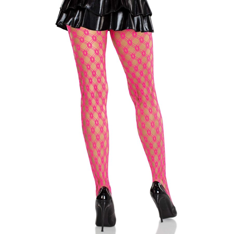 LEG AVENUE - LACE TIGHTS WITH EYELETS NEON PINK