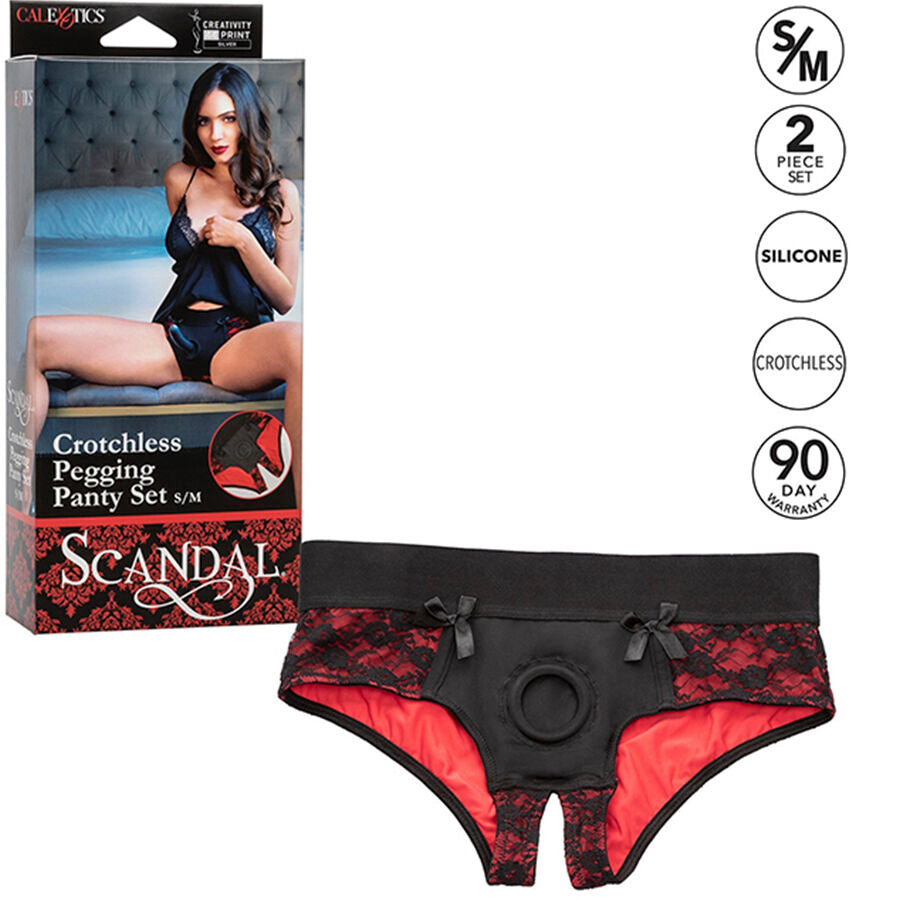CALEXOTICS - SCANDAL SET OF CROTCHLESS PANTIES WITH DILDO SIZE L/XL