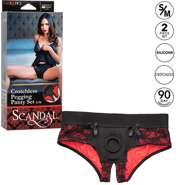 CALEXOTICS - SCANDAL SET OF CROTCHLESS PANTIES WITH DILDO SIZE L/XL