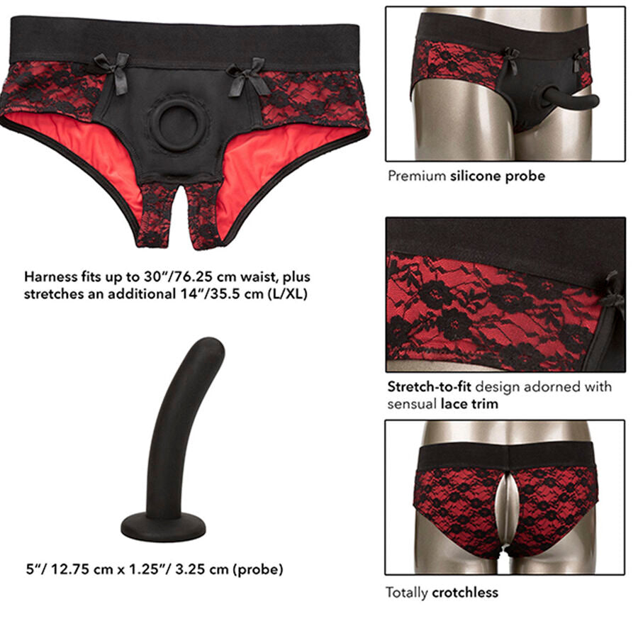 CALEXOTICS - SCANDAL SET OF CROTCHLESS PANTIES WITH DILDO SIZE L/XL