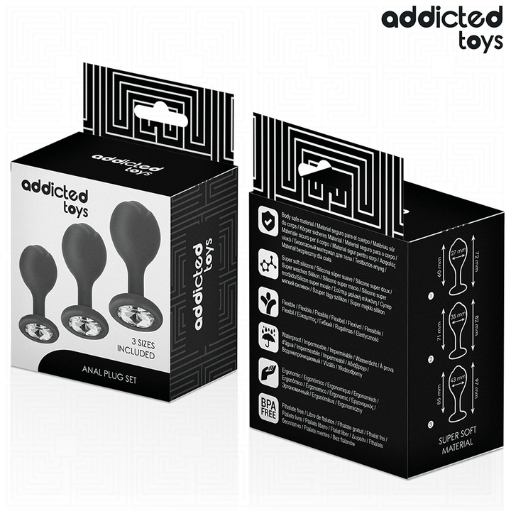 ADDICTED TOYS - SET OF 3 ANAL PLUG SILICONE WITH JEWEL
