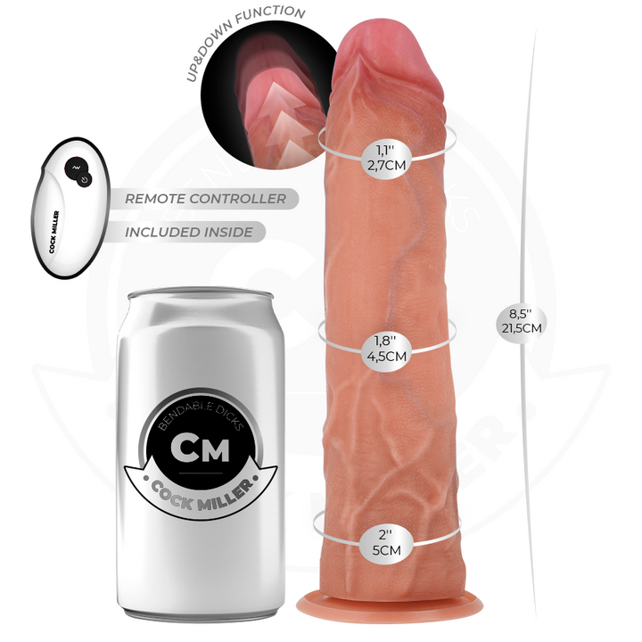COCK MILLER - HYPER-REALISTIC DILDO WITH SUCTION CUP AND THRUSTING WITH REMOTE CONTROL 21.5 CM
