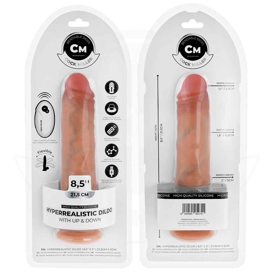 COCK MILLER - HYPER-REALISTIC DILDO WITH SUCTION CUP AND THRUSTING WITH REMOTE CONTROL 21.5 CM