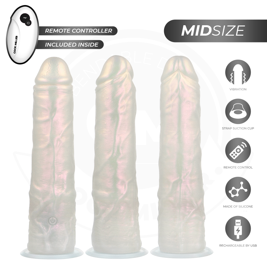 COCK MILLER - DILDO WITH SUCTION CUP, LIGHTS AND VIBRATION WITH REMOTE CONTROL WHITE 20.5 CM