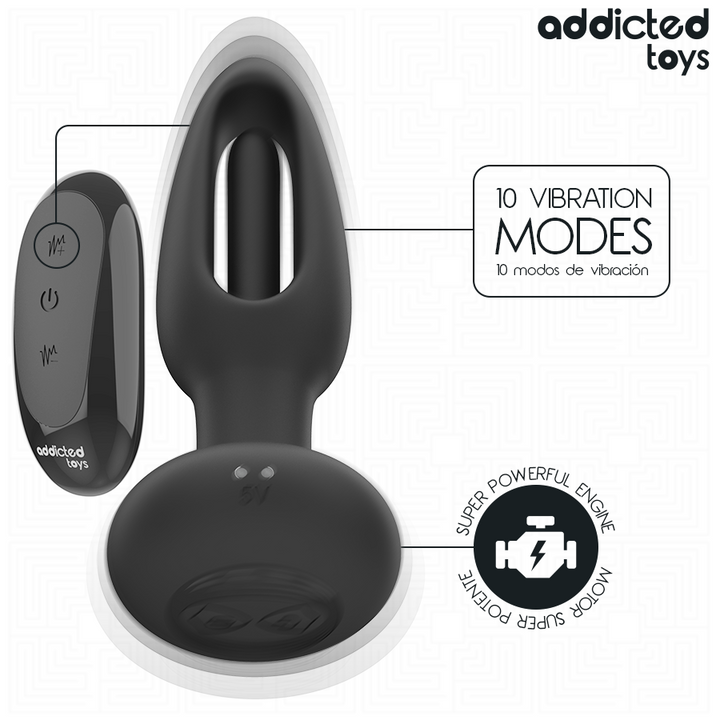 ADDICTED TOYS - ANAL PLUG WITH VIBRATING TONGUE AND REMOTE CONTROL