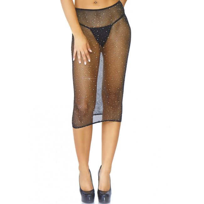 LEG AVENUE - ROBE MULTI-RÉSILLE CRYSTALISÉE NOIRE OS