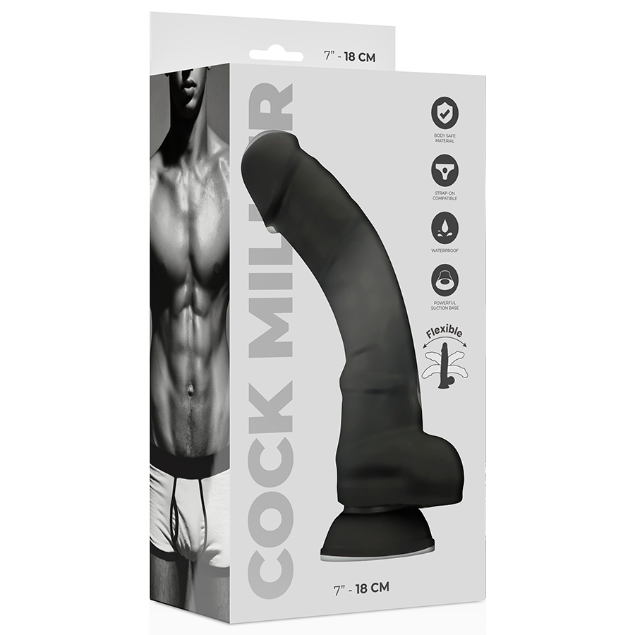 COCK MILLER - DILDO REALISTIC SILICONE DENSITY ARTICULABLE BLACK 18 CM