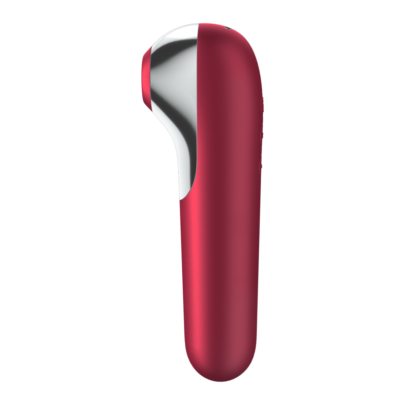 SATISFYER - DOUBLE VIBRATEUR D'AMOUR ET VENTOUSE À AIR PULSE ROUGE