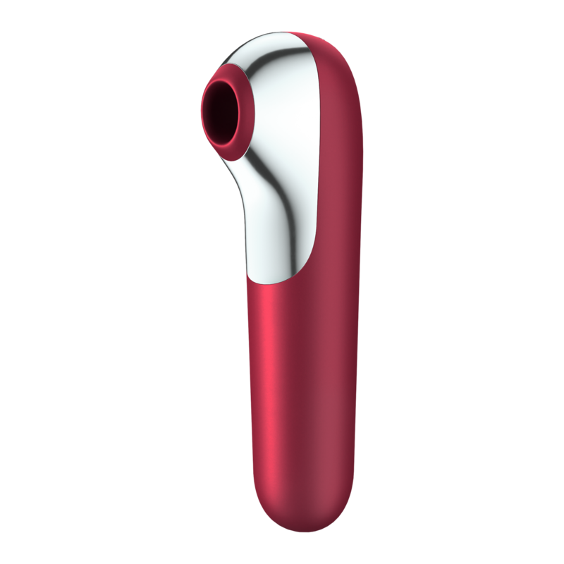 SATISFYER - DOUBLE VIBRATEUR D'AMOUR ET VENTOUSE À AIR PULSE ROUGE