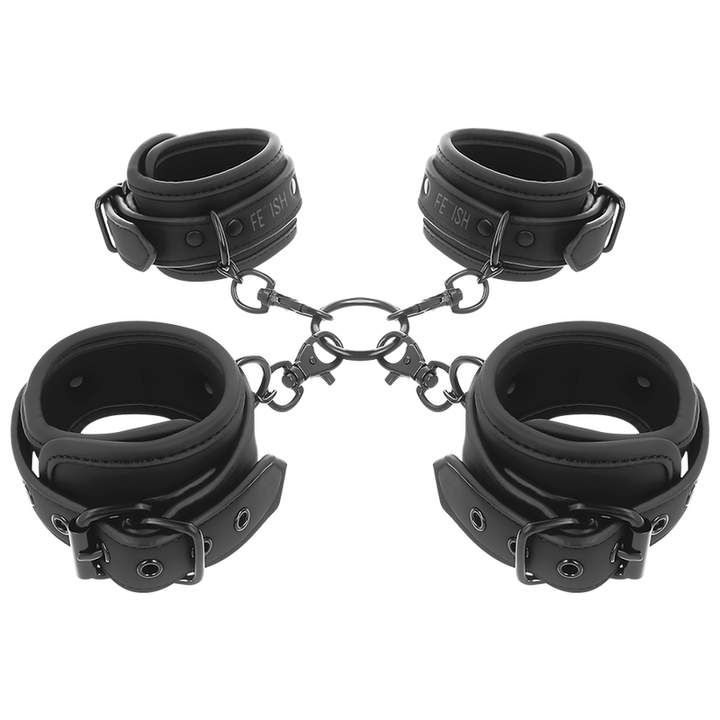 FETISH SUBMISSIVE - SET OF HAND AND ANKLE HANDCUFFS WITH NOPRENE LINING